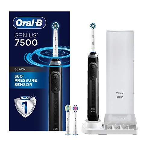 Oral-B 7500 Electric Toothbrush with Replacement Brush Heads and Travel Case, Black