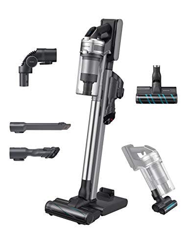 Samsung Jet 90 Stick Cordless Lightweight Vacuum Cleaner with Removable Long Lasting Battery and 200 Air Watt Suction Power, Complete with Telescopic Pipe, Titan Silver