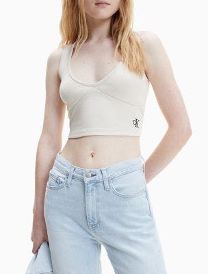 Slim Fit Ribbed Cropped Tank Top | Calvin Klein