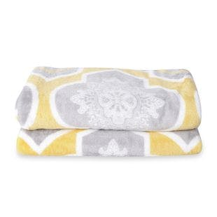 Buy HOMESMART Gray and Yellow Microfiber Moroccan Pattern Flannel Oversized Throw at ShopLC.