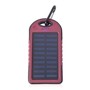 Buy HOMESMART Burgundy Carabiner Solar 5000 mAh Battery Charger with USB & Emergency LED Torch at ShopLC.