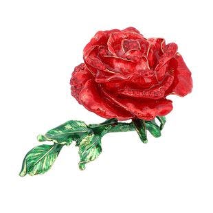 Buy Red Austrian Crystal, Enameled Rose Trinket Box with Magnetic Lock in Goldtone at ShopLC.