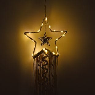 Buy Beige Star-shaped Dream Catcher with LED Light (CR2032x2 Included) at ShopLC.