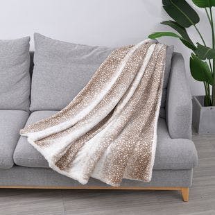 Buy HOMESMART Gradient Stripes and Dots Pattern Faux Fur Sherpa Blanket - Brown at ShopLC.