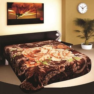 Buy DAHDOUL Brown Rose 2 Ply Super Soft Faux Fur Reversible Blanket -King (710 gsm, 5.7 lbs) at ShopLC.