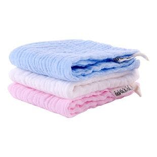 JIWU Newborn Gauze Square Washcloth 3pcs White & Pink & Blue - Yamibuy