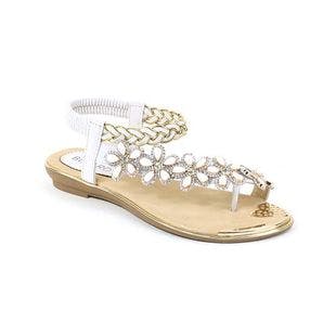 Selina White Rhinestone-Floral Sandal - Women | Best Price and Reviews | Zulily