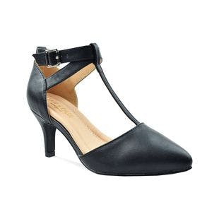 Chase & Chloe Black Cushioned Ellie T-Strap Pump - Women | Best Price and Reviews | Zulily