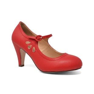 Chase & Chloe Red Cutout Kimmy Mary Jane Pump - Women | Best Price and Reviews | Zulily