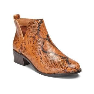 Vionic Brown Snake-Embossed Clara Water-Resistant Leather Ankle Boot - Women | Best Price and Reviews | Zulily