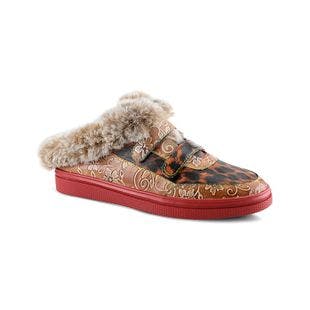 LArtiste by Spring Step Tan Floral Lamya Faux Fur-Trim Leather Slipper - Women | Best Price and Reviews | Zulily