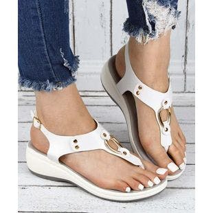 YASIRUN White Embellished Wedge Thong Sandal - Women | Best Price and Reviews | Zulily