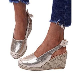 YASIRUN Golden Bow-Accent Wedge Sandal - Women | Best Price and Reviews | Zulily