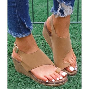 YASIRUN Camel Buckle Wedge Sandal - Women | Best Price and Reviews | Zulily