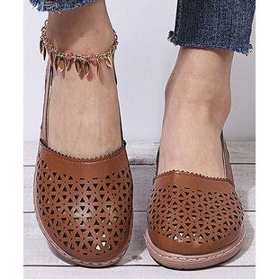 PAOTMBU Brown Perforated Side-Cutout Flat - Women | Best Price and Reviews | Zulily