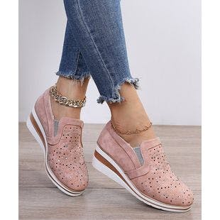PAOTMBU Pink Rhinestone Wedge Pull-On Sneaker - Women | Best Price and Reviews | Zulily