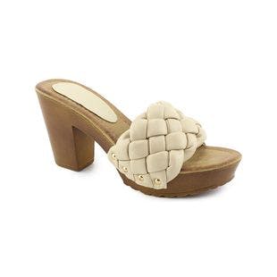 Nature Breeze Beige Chunky-Heel Woven-Strap Vint Sandal - Women | Best Price and Reviews | Zulily