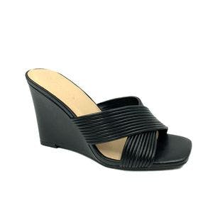 Bamboo Black Cross-Band Publisher Wedge Sandal - Women | Best Price and Reviews | Zulily