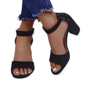 PAOTMBU Black Lace-Back Ankle-Strap Sandal - Women | Best Price and Reviews | Zulily