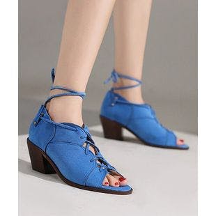 BUTITI Blue Lace-Up Peep-Toe Pump - Women | Best Price and Reviews | Zulily