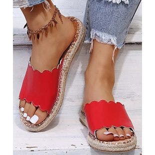 PAOTMBU Red Scalloped-Strap Sandal - Women | Best Price and Reviews | Zulily