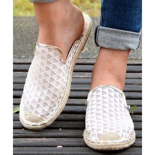 ROSY White Geometric Embroidered Espadrille Mule - Women | Best Price and Reviews | Zulily