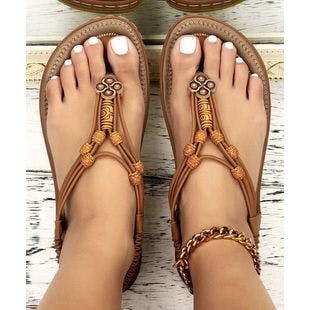 YASIRUN Brown Bead-Accent Slingback Sandal - Women | Best Price and Reviews | Zulily