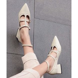 YOUTHJUNE Rice White Studded Leather Pump - Women | Best Price and Reviews | Zulily