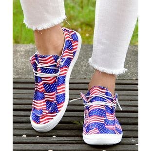 ROSY Blue & Red Star & Stripe Boat Sneaker - Women | Best Price and Reviews | Zulily