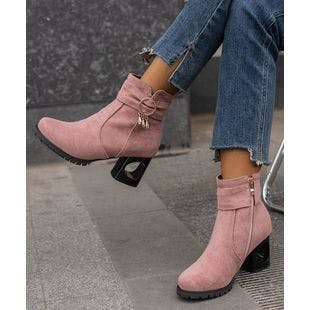 BUTITI Pink Hollow-Heel Gem-Accented Ankle Boot - Women | Best Price and Reviews | Zulily