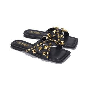 Cape Robbin Black Spike-Accent Square-Toe Sandal - Women | Best Price and Reviews | Zulily