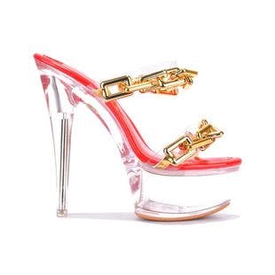 Cape Robbin Red & Clear Chain-Strap Platform Sandal - Women | Best Price and Reviews | Zulily