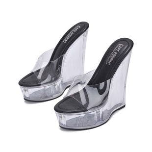 Cape Robbin Black & Clear Platform Wedge Sandal - Women | Best Price and Reviews | Zulily