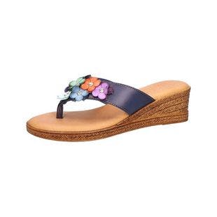 Easy Street Navy Floral Giordana Wedge Sandal - Women | Best Price and Reviews | Zulily