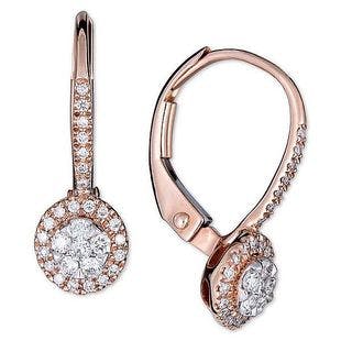 Macy's Diamond Halo Dangle Earrings (1/4 ct. t.w.) in 14k Rose Gold & Reviews - Earrings - Jewelry & Watches - Macy's
