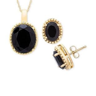 Macy's Onyx 18" Pendant Necklace and Stud Earrings Set in 14k Gold & Reviews - Jewelry & Watches - Macy's