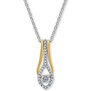 Macy's Diamond Two-in-One Two-Tone 18" Pendant Necklace (1/4 ct. t.w.) in 10k Gold & White Gold & Reviews - Necklaces  - Jewelry & Watches - Macy's