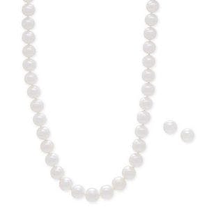 Honora Cultured Freshwater Pearl Collar Necklace (9mm) and Matching Stud Earrings (8-1/2mm) Set & Reviews - Jewelry & Watches - Macy's