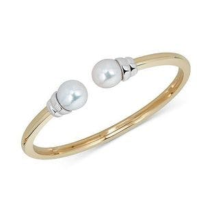 Macy's Cultured Freshwater Pearl (6-1/2mm) Cuff Bracelet in Sterling Silver & 14k Gold-Plate & Reviews - Bracelets - Jewelry & Watches - Macy's