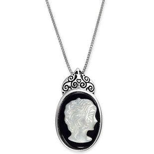 Macy's Onyx (18 x 13mm) & Mother-of-Pearl Cameo 18" Pendant Necklace in Sterling Silver & Reviews - Necklaces  - Jewelry & Watches - Macy's
