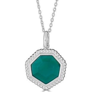 Macy's Green Agate Beaded Frame 18" Pendant Necklace in Sterling Silver & Reviews - Necklaces  - Jewelry & Watches - Macy's