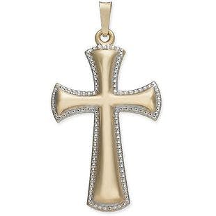 Macy's Two-Tone Beaded Cross Pendant in 14k Gold & Reviews - Necklaces  - Jewelry & Watches - Macy's