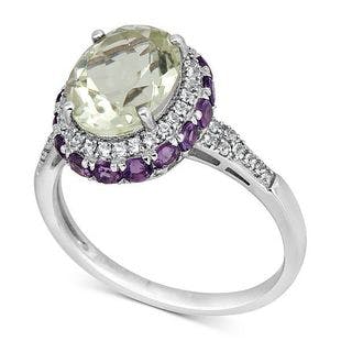 Macy's Prasiolite (4-1/2 ct. t.w.), Amethyst (1-1/2 ct. t.w.) and White Topaz (1/4 ct. t.w.) Ring in Sterling Silver & Reviews - Rings - Jewelry & Watches - Macy's