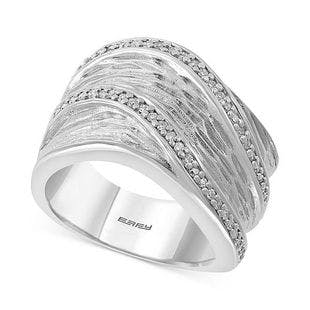 EFFY Collection EFFY® Diamond Textured Wide Statement Ring (1/4 ct. t.w.) in Sterling Silver & Reviews - Rings - Jewelry & Watches - Macy's