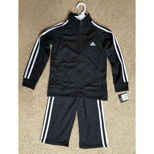 Adidas Tricot Track Jacket & Pants Set Size 6 Boys Youth Black White for sale online | eBay