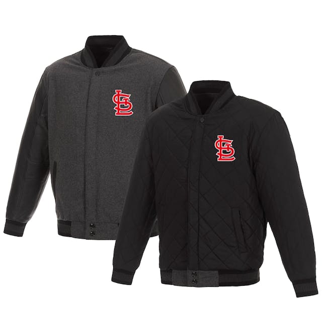 Men's St. Louis Cardinals JH Design Charcoal/Black Wool & Leather Reversible Jacket | MLB Shop