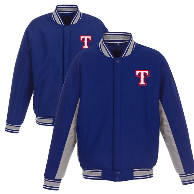 Men's Texas Rangers JH Design Royal Wool Poly-Twill Accent Full Snap Jacket | MLB Shop