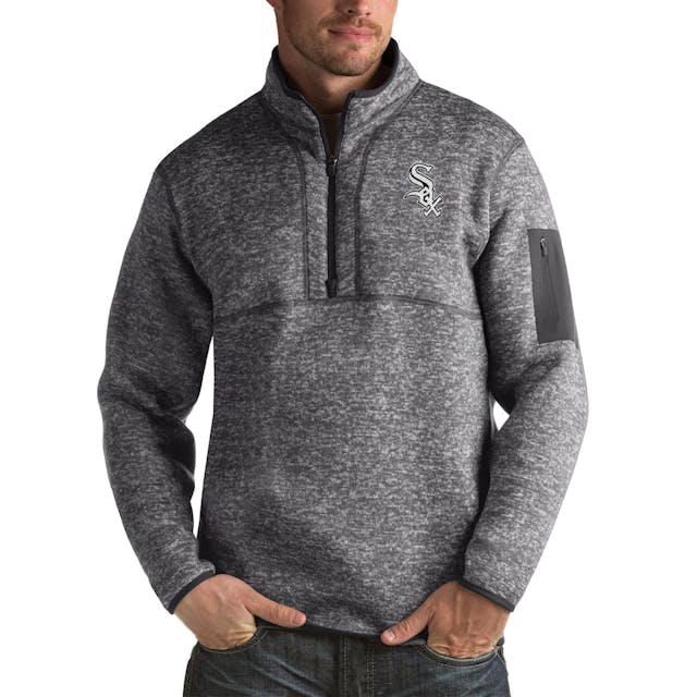 Men's Chicago White Sox Antigua Heather Charcoal Fortune Big & Tall Quarter-Zip Pullover Jacket | MLB Shop