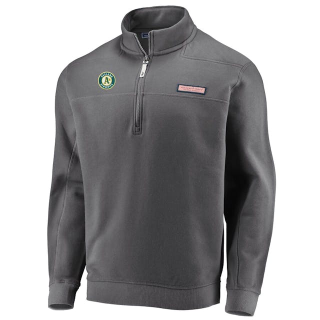 Men's Oakland Athletics Vineyard Vines Heathered Charcoal Shep Shirt Quarter-Zip Pullover Jacket | MLB Shop