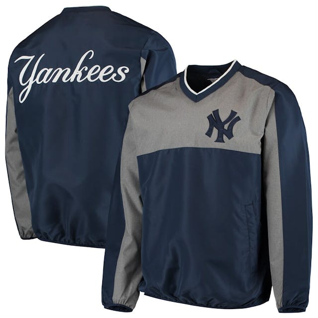 Men's New York Yankees G-III Sports by Carl Banks Navy/Gray Clutch Hitter Pullover V-Neck Jacket | MLB Shop